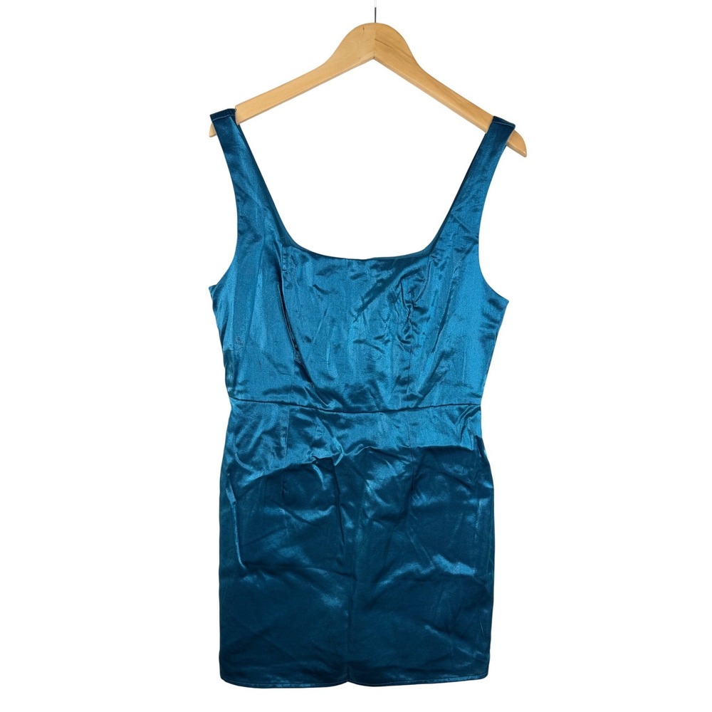 New Lulus Gorgeous Aesthetic Taffeta Sleeveless Dress size Large Teal Blue